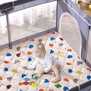 Premium 100% Cotton Baby Play Mat 50" X 50", Thick Foam One-Piece Crawling Mat, Baby Playpen Mat Floor Mat, Non-Slip Baby Play Mat for Infants, Babies, Toddlers, Machine Washable for Easy Care.