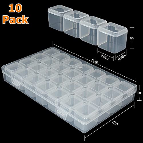 HoneyJar 10PCS 28 Slots Diamond Embroidery Storage Box, 5D Diamond Painting Cross Stitch Boxes Accessories for DIY Art Craft, Beads, Seeds