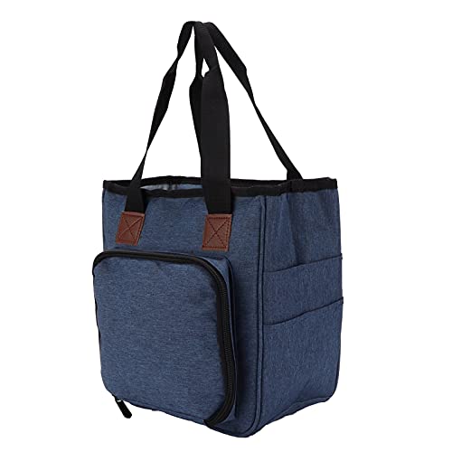 Knitting Organizer, Oxford Cloth Knitting Bag Portable Yarn Storage Tote Knitting Tote Bags for Professional Tailors for Household(Empty bag-denim blue)