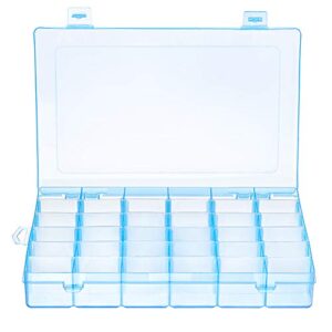 emoly plastic jewelry box storage organizer container with adjustable dividers 36 grids blue