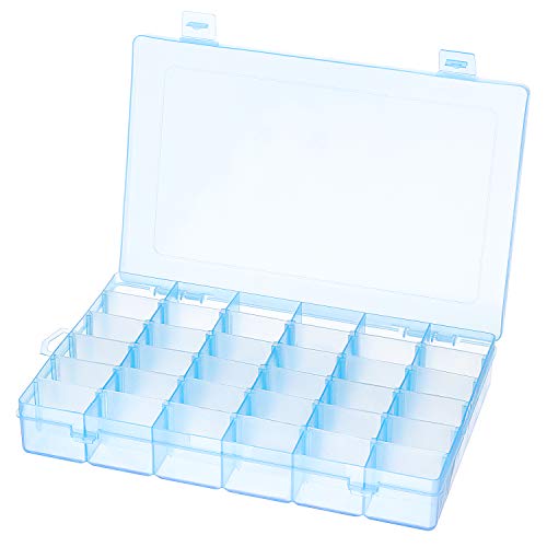 Emoly Plastic Jewelry Box Storage Organizer Container with Adjustable Dividers 36 Grids Blue