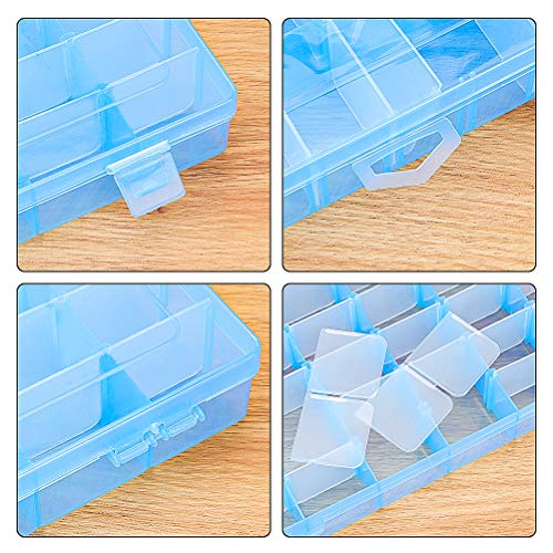 Emoly Plastic Jewelry Box Storage Organizer Container with Adjustable Dividers 36 Grids Blue