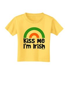 tooloud irish flag rainbow – kiss me i’m irish toddler t-shirt – yellow – 4t