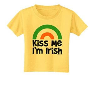 TOOLOUD Irish Flag Rainbow - Kiss Me I'm Irish Toddler T-Shirt - Yellow - 4T