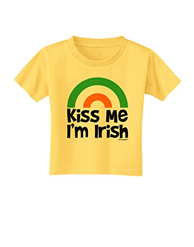 TOOLOUD Irish Flag Rainbow - Kiss Me I'm Irish Toddler T-Shirt - Yellow - 4T