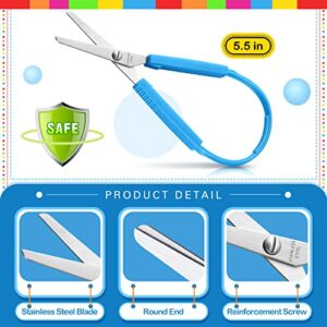 24 Pieces Mini Loop Scissors Colorful Grip Scissors Safety Kids Scissors 5.5in Adaptive Scissors for Kids Special Needs Scissors,Left Handed Scissors for Toddler Loop Handle Self Opening Scissors