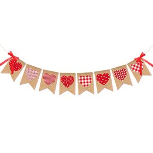 valentine’s day banners valentine burlap banner heart burlap banner heart banner garland valentines day decorations with bows for wedding anniversary birthday party decorations supplies