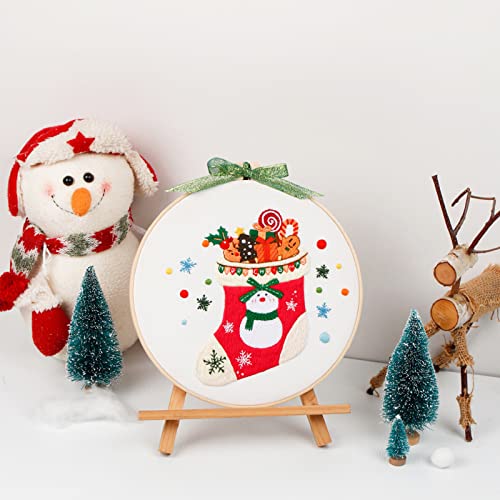 Christmas Embroidery Kits,3 Sets Embroidery Starter Kits with Christmas Pattern for Adults, Cross Stitch Kits for Beginners Include Embroidery Hoop, Threads, Stich Instructions