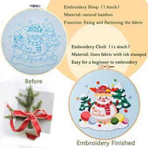 Christmas Embroidery Kits,3 Sets Embroidery Starter Kits with Christmas Pattern for Adults, Cross Stitch Kits for Beginners Include Embroidery Hoop, Threads, Stich Instructions