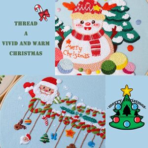 Christmas Embroidery Kits,3 Sets Embroidery Starter Kits with Christmas Pattern for Adults, Cross Stitch Kits for Beginners Include Embroidery Hoop, Threads, Stich Instructions