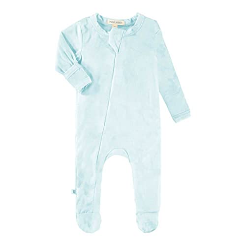 PAIGELAUREN Baby Marble Tie Dye Rib Seamless Zipper Footie Romper-Peace & Love 3-6m / MARBLE AQUA