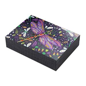 lusandy diy 5d dragonfly diamond painting jewelry box kits for adults kids, special shaped crystal rhinestone diamond art jewelry case storage organizer pu leather rings necklace bracelet storage box