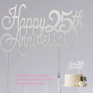 25th Anniversary Decorations, Happy 25th Wedding Anniversary Decorations with Banner, 25th Cake Topper, Huge Number Letter, Gold Star Hanging, Balloons for Happy 25th Anniversary Decorations