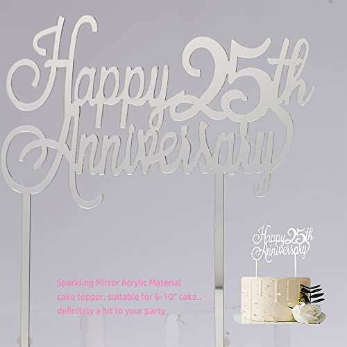 25th Anniversary Decorations, Happy 25th Wedding Anniversary Decorations with Banner, 25th Cake Topper, Huge Number Letter, Gold Star Hanging, Balloons for Happy 25th Anniversary Decorations