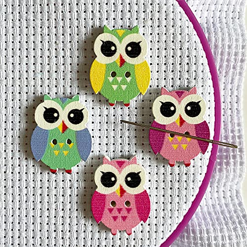 DPXWCCH 4 Pieces Owl Needle Minders, Magnetic Wooden Needle Nanny, Cross Stitch Embroidery Needlework Accessories