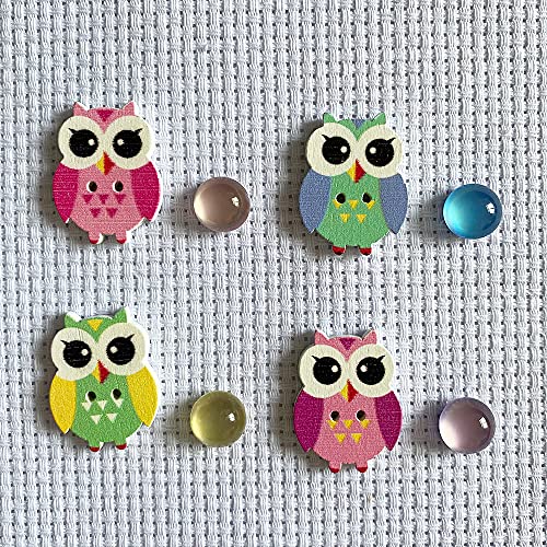 DPXWCCH 4 Pieces Owl Needle Minders, Magnetic Wooden Needle Nanny, Cross Stitch Embroidery Needlework Accessories