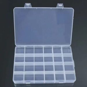transparent 24 compartments plastic box case jewelry bead storage container craft organizer with divider and compartments for earring rings necklaces bracelet anklet