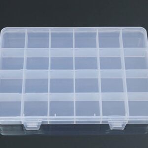 Transparent 24 Compartments Plastic Box Case Jewelry Bead Storage Container Craft Organizer with Divider and Compartments for Earring Rings Necklaces Bracelet Anklet