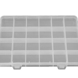 Transparent 24 Compartments Plastic Box Case Jewelry Bead Storage Container Craft Organizer with Divider and Compartments for Earring Rings Necklaces Bracelet Anklet