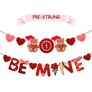 be mine valentine banner red and pink heart banner valentine’s day garland party decorations heart rose bear valentines day hanging banner hearts garland for wedding party home valentines decorations