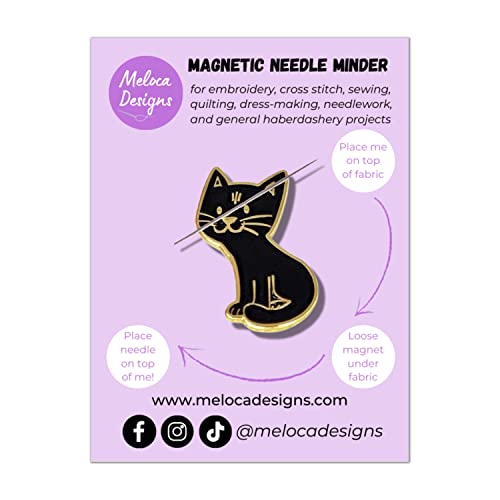 Meloca Designs Cat Needle Minder for Cross Stitch, Embroidery, Sewing, Quilting, Needlework and Haberdashery