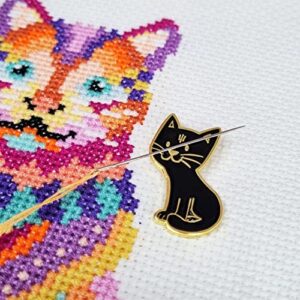 Meloca Designs Cat Needle Minder for Cross Stitch, Embroidery, Sewing, Quilting, Needlework and Haberdashery