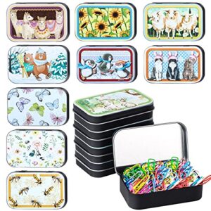 peryiter 10 pieces metal rectangular hinged tins empty storage tins metal box for store small items (suitable for various styles)