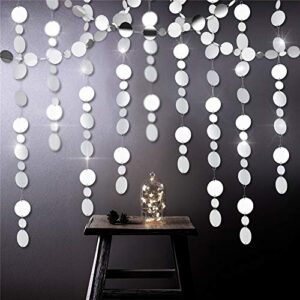 39ft silver party decorations mirror circle dots garlands for wedding party decorations hanging circle streamer for baby shower bridal shower party banner for home decor (silver)