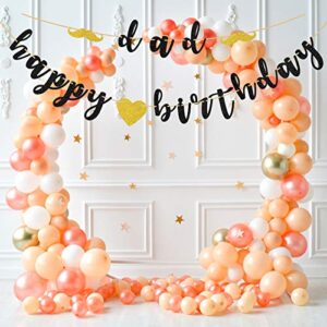 INNORU Glitter Happy Birthday Dad Banner for Father's Day Bunting - Dad's Birthday - Thannk You Party - Father Birthday Party Decorations Supplies Black Gold