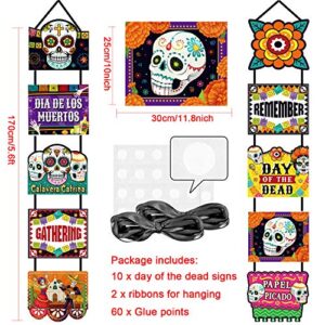 Day of the Dead Decoration Dia de los Muertos Banner Laminated Day of the Dead Signs Indoor Outdoor Mexican Decoration Party Welcome Porch Sign Paper Cutouts