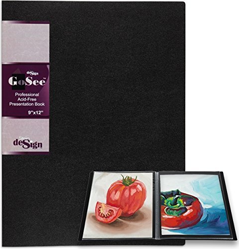 GoSee Professional Quality 9x12 inch Artist Portfolio Presentation Book (24 Count, Top-Loaded Pages) Perfect for Travel and Displaying Artwork