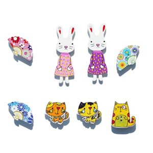 8pcs needle minder for cross stitch,sewing magnetic needle keeper,cute cat&rabbit cartoon pin,needle holder for embroidery,needlework storage accessory, gift for cross stitch lover（3-needle）