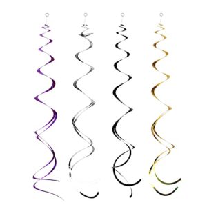 autupy black and gold party swirl decorations purple party swirl decorations ceiling decoration for birthday graduation holiday celebration supplies,pack of 24