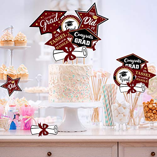 Graduation Cutouts 36 Pack 2023 Graduation Party Decorations Congrats Grad Cap Shaped DIY Cut-Outs (Maroon)