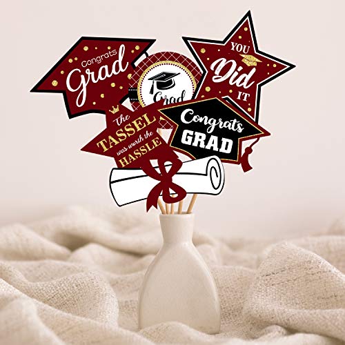 Graduation Cutouts 36 Pack 2023 Graduation Party Decorations Congrats Grad Cap Shaped DIY Cut-Outs (Maroon)