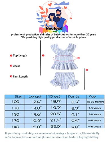 Toddler Baby Girl Swimsuits Two Piece Sets Swimwear Bathing Suit Beach BikiniSummer Sleeveless Blue Striped Print 18-24 Months