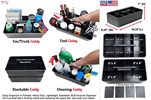 Enjoy Organizer- 2 Commercial Extra Large Portable Caddy Stackable Carry Caddy, Black, Carrier for Cleaning, Bathroom,Supplies, Tools, All-Purpose Caddy Made In USA (2)