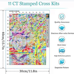 Eiazuiks Stamping Cross Stitch Kit, Moon Counting Cross Stitch Kit for Adult Beginners, Full Line DIY Cross Stitch Stitching Kit for Home Decor Cross Stitch Patterns 11.8x15.7 inches