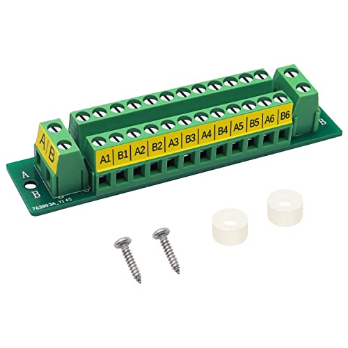 smseace 2x12 Position Power Terminal Block AC/DC 16A Screw Terminal Block Distribution Module for Multiple Module Extension Connections D-021