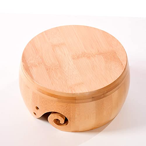 Bamboo Yarn Bowl,Large Yarn Bowl for Knitting and Crochet, Handmade Yarn Storage Organizer Holder, for Knitting Lover and Beginners