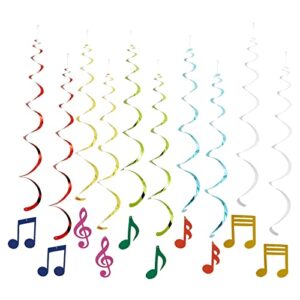 blue panda 30 pack hanging music note swirl decorations for kids birthday, classroom party, 5 colors (36.5 in)