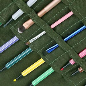 CHENJIEUS Paint Brush Foldable Bag, New 30 Hole Draw Pen Roll Up Portable Canvas Paint Brush Bag Artist Watercolor Oil Brush Case