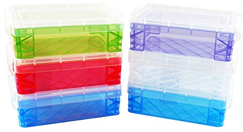 Advantus Crafts Storage Studios Super Stacker 6-Pack of Crayon Box 1.5 x 3.5 x 4.75 inches; Set Comes In Random Color Combinations of Blue, Clear, Green, Purple or Red (Colors will vary from image)