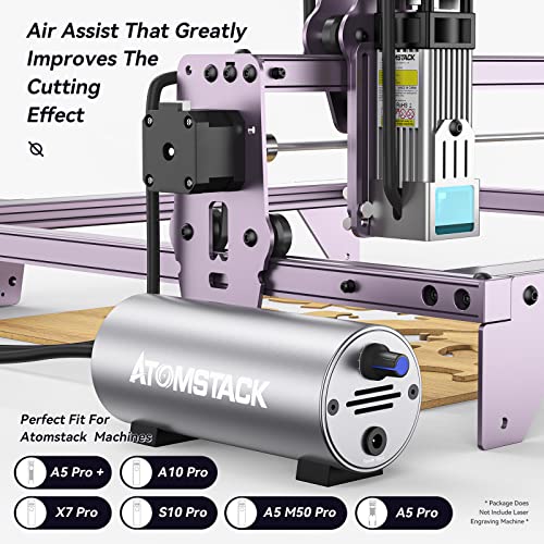 ATOMSTACK F30 Air Assist, Laser Engraver Laser Air Assist Pump with 2M Tube for ATOMSTACK X7 PRO/S10 PRO/A10 PRO/A5 PRO, Remove Smoke Dust, Cleaner Cutting Object Edges with Airflow 10-30L /Min