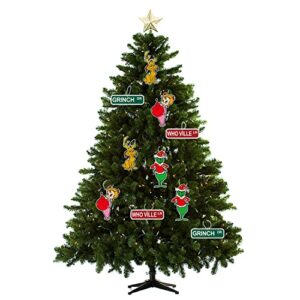 Grinch Drive & Who Ville Lane Paper Sign Grinch Tree Ornaments Christmas Grinch Ornaments for Tree Grinch Whoville Party Direction Christmas Grinch Home Birthday Party Decorations