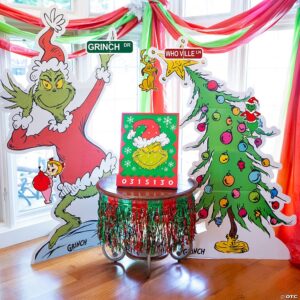 Grinch Drive & Who Ville Lane Paper Sign Grinch Tree Ornaments Christmas Grinch Ornaments for Tree Grinch Whoville Party Direction Christmas Grinch Home Birthday Party Decorations