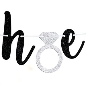 Black Glitter Last Hoe Down Banner, Bride to Be/Better Together/Happily Ever After, Wedding/Engagement/Bridal Shower/Bachelorette Party Decoration Supplies