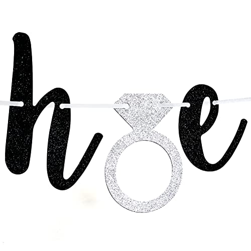 Black Glitter Last Hoe Down Banner, Bride to Be/Better Together/Happily Ever After, Wedding/Engagement/Bridal Shower/Bachelorette Party Decoration Supplies