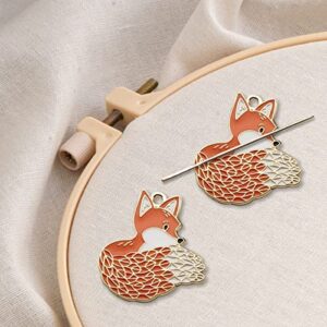 lovely fox needle minder for embroidery, magnetic pin holder for cross stitch, needlework and embroidery accessories （2 pcs）