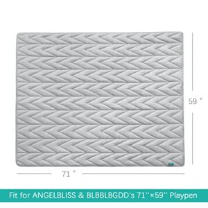 Baby Play Mat 71'' x 59'' (Improved Thickness), Muslin Toddler Playpen Mat, Large Baby Mat for Floor, Non Slip Cushioned Baby Crawling Mat Compatible with ANGELBLISS & BLBBLBGDD’s Playpen, Grey